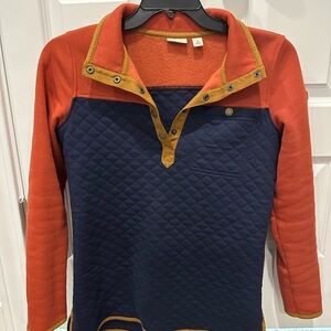 L.L. Bean Orange and Navy Quilted Pullover